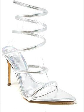 Strappy Pointed Toe Stiletto High Heel Sandals Wrap Leg Heels 4"
